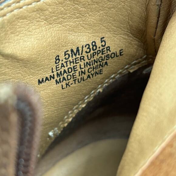 Lucky Brand Tulayne Ankle Bootie Side Zip Boot Brown Leather Block Heel Size 8.5 - Picture 8 of 14